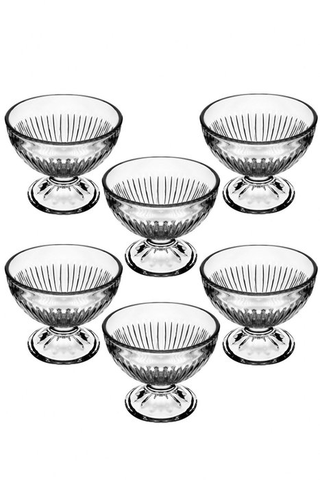 Hermia Juego de 6 Cuencos de Cristal Transparentes de 250 ml Hermia Juego de 6 Cuencos de Cristal Transparentes de 250 ml
